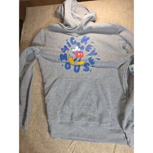 Disney Mickey Mouse Mens Hoodie Grey Graphic Sweatshirt Size M New With Tags